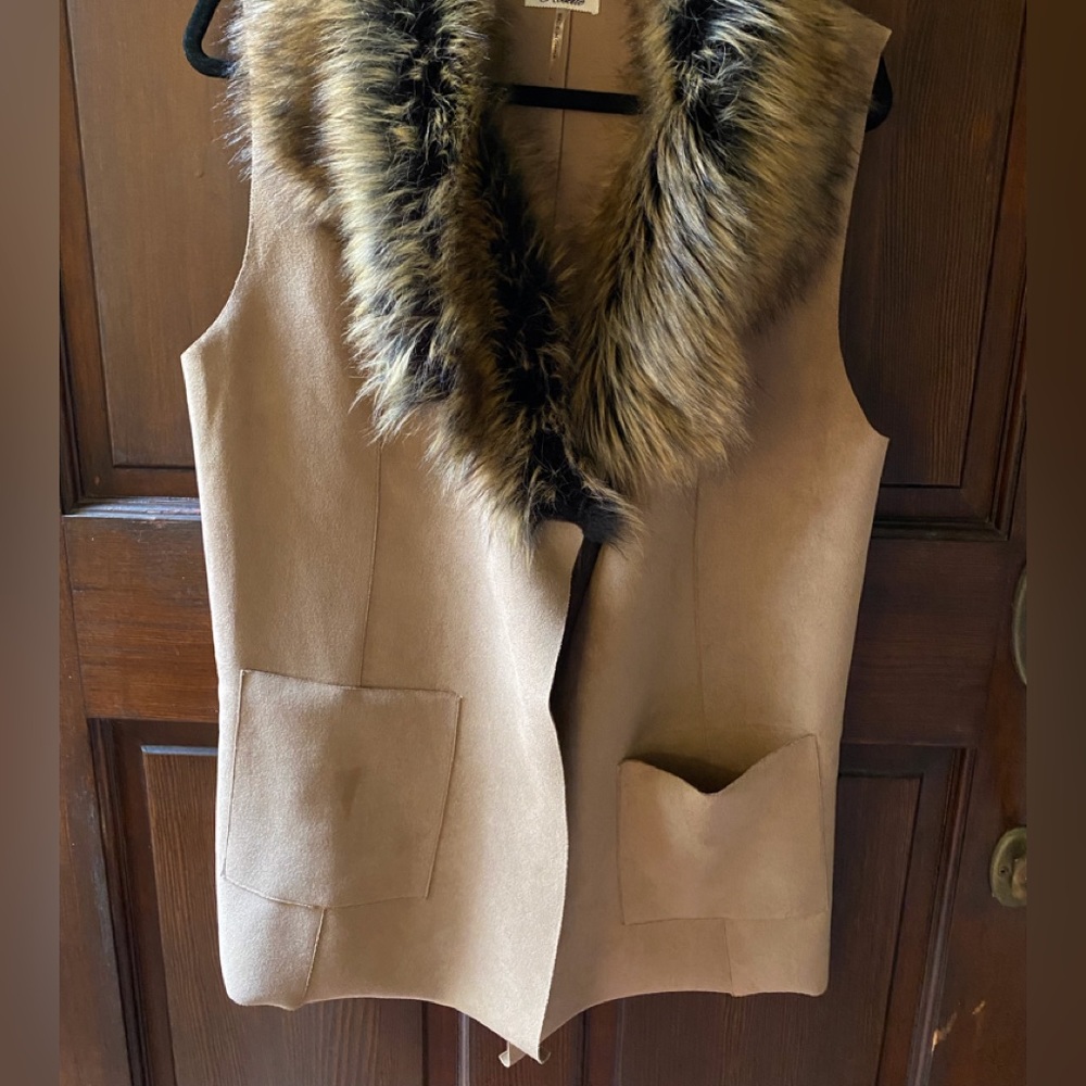 Faux Suede/Fur Vest- Size Large